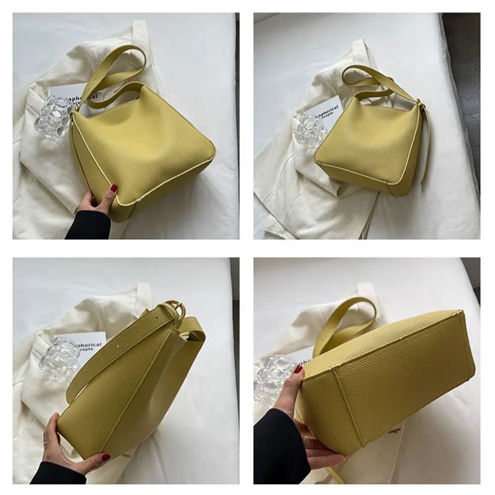 Women Messenger Pack Adjustable Straps Shoulder Bags Solid Tote Lichee Pattern P