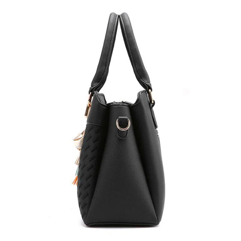 Women Messenger Tote Bag PU Leather Handbags Solid Crossbody Bags