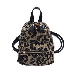 Leopard Mini Backpack - Nylon Shoulder Bag for Teen Girls