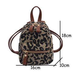 Leopard Mini Backpack - Nylon Shoulder Bag for Teen Girls