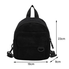 Corduroy Mini Backpack for Women, Casual Student Bookbags