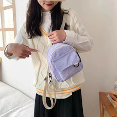Corduroy Mini Backpack for Women Student Bookbags