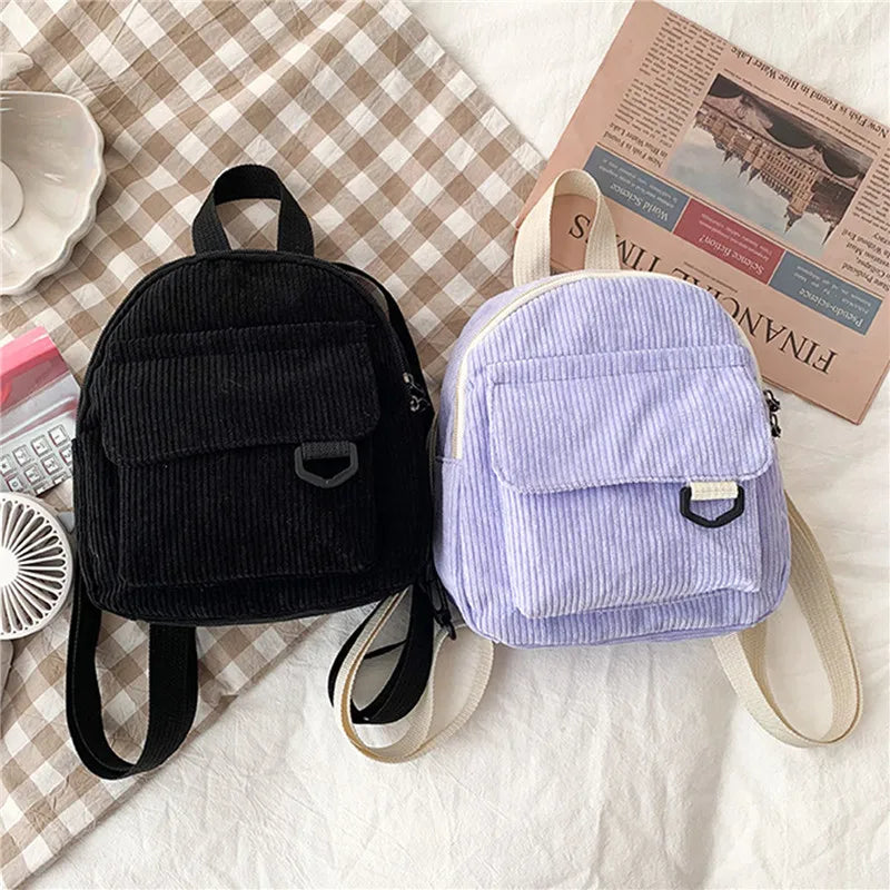 Corduroy Mini Backpack for Women
