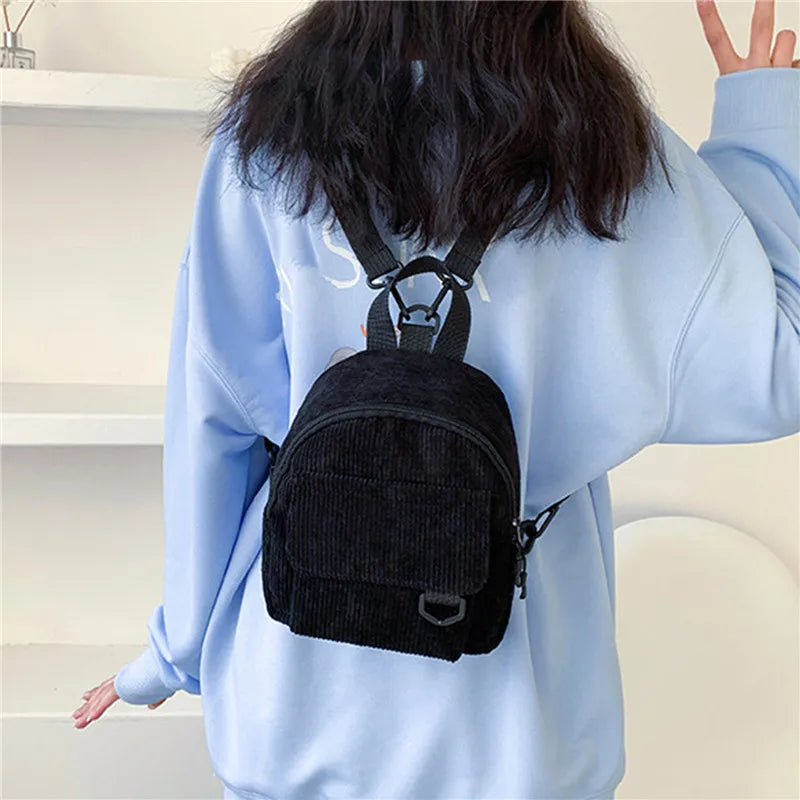 Corduroy Mini Backpack for Women