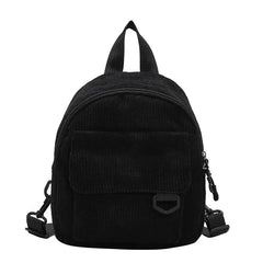 Solid Corduroy Mini Backpack for Women