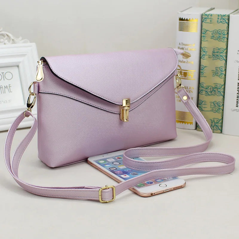 Women Mini Shoulder Bag PU Leather Solid Beach Bag Lock Catch Zipped