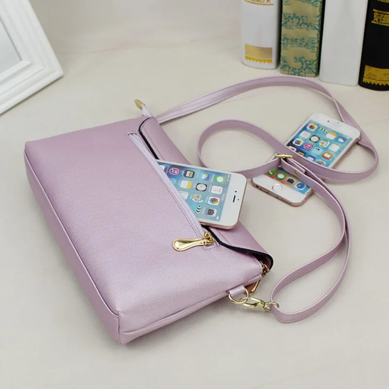 Women Mini Shoulder Bag PU Leather Solid Beach Bag Lock Catch Zipped