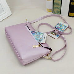 Women Mini Shoulder Bag PU Leather Solid Beach Bag Lock Catch Zipped