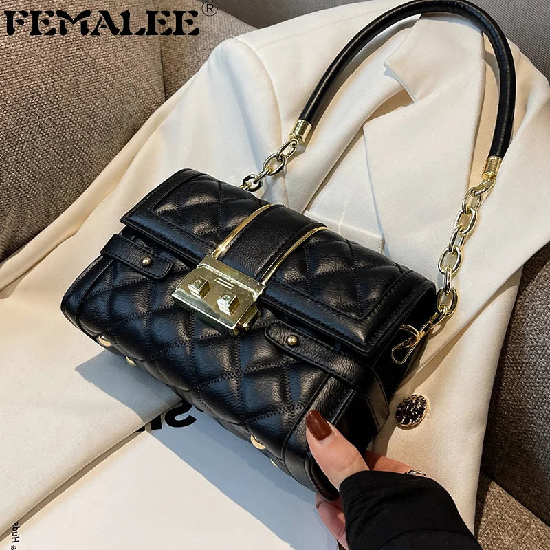 Quilted PU Leather Shoulder Crossbody Bag for Women