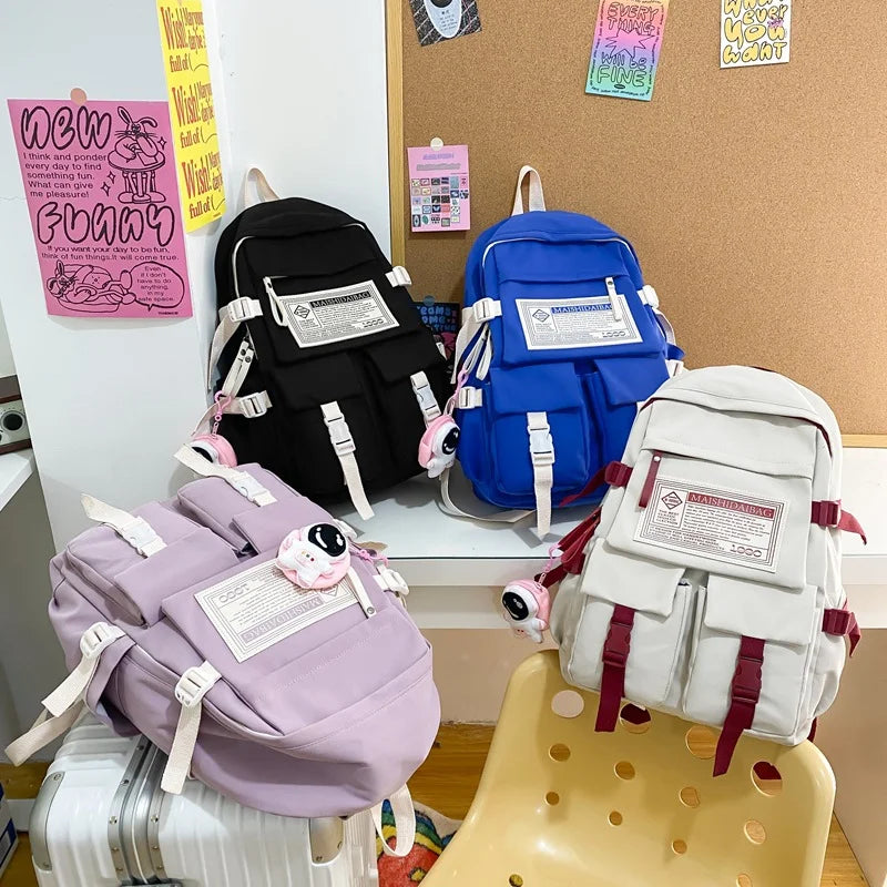Women Nylon Backpack School Student Large Capacity Waterproof