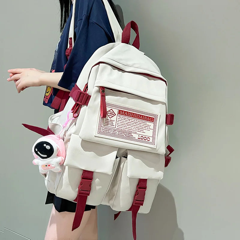 Women Nylon Backpack School Student Large Capacity Waterproof