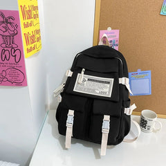 Women Nylon Backpack School Student Large Capacity Waterproof