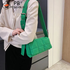 Women Crossbody Shoulder Bag Casual All-match Solid Thread Messenger Handbags