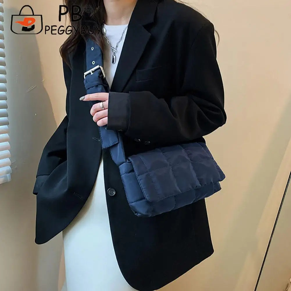 Women Crossbody Shoulder Bag Casual All-match Solid Thread Messenger Handbags