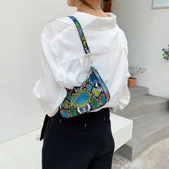 Women PU Leather Animal Pattern Printing Shoulder Underarm Bag