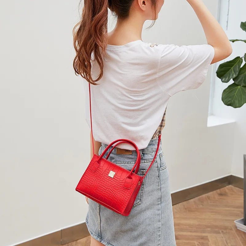 Crocodile Pattern Crossbody Bag for Women Shoulder Handbag Mini Tote