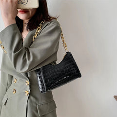 Women PU Leather Shoulder Underarm Bag Retro Ladies Stone Pattern Small Purse Ha