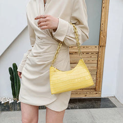 Women PU Leather Shoulder Underarm Bag Retro Ladies Stone Pattern Small Purse Ha
