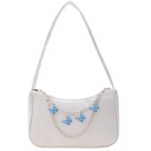Vintage Butterfly Chain Leather Shoulder Bag