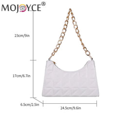 Women PU Leather Chain Shoulder Bag Lady Casual Lattice Pattern Handbag