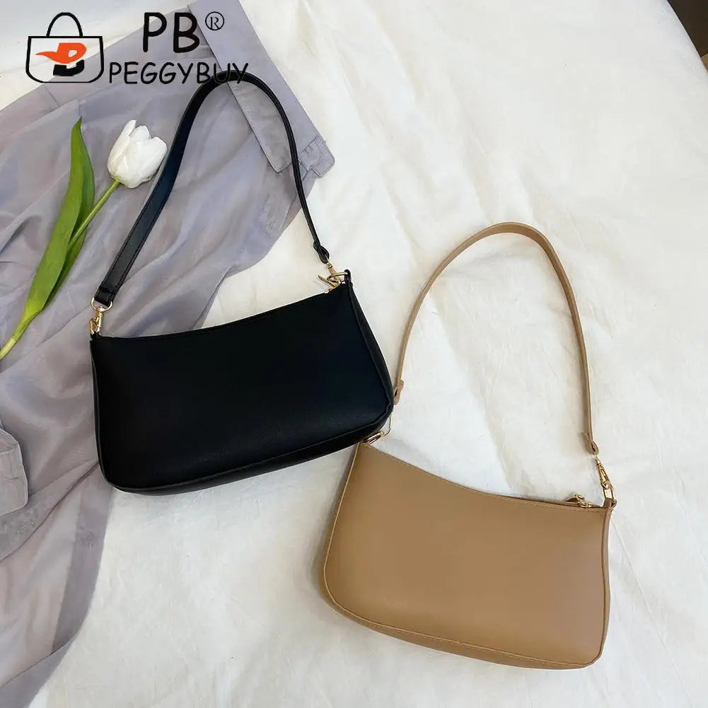 Women PU Shoulder Underarm Bag Casual Solid Small Purse Ladies Handbag