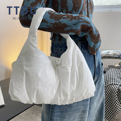 Women Padded Shoulder Bag Quilted Shopper Tote Winter Handbag