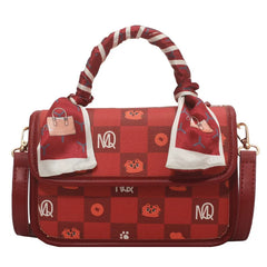 Women Pattern Shoulder Bag Hardware Chain Strap Block Messenger Handbag