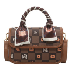 Women Pattern Shoulder Bag Hardware Chain Strap Block Messenger Handbag