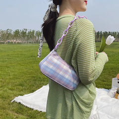Women Plaid Grid Printing Shoulder Underarm Bag