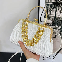 Women Pleated Shell Crossbody Bag Green Messenger