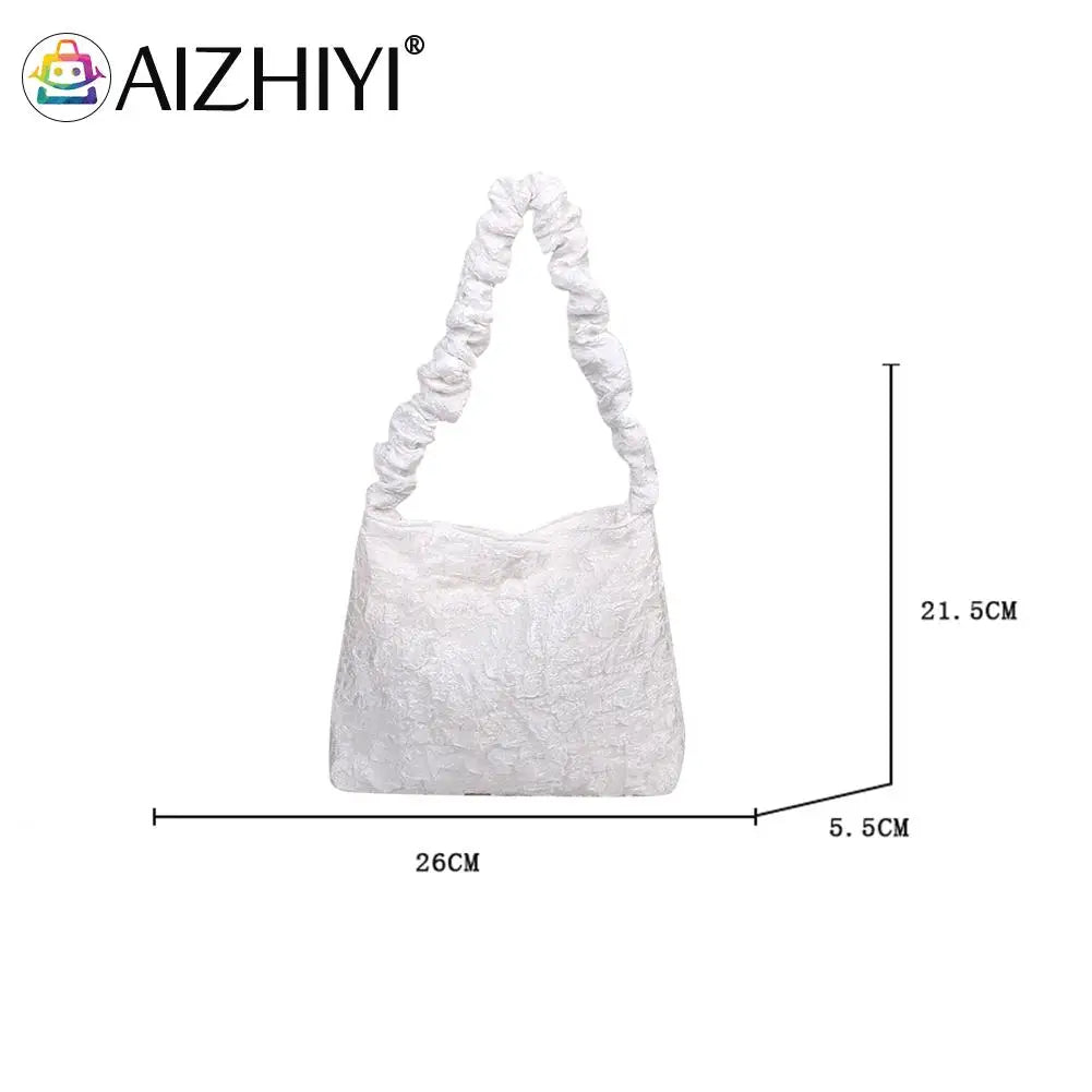 Pleated Shoulder Shopping Bag Large Capacity Tote Handbags
