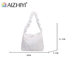 Pleated Shoulder Shopping Bag Large Capacity Tote Handbags