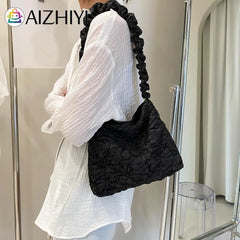 Pleated Shoulder Shopping Bag Large Capacity Tote Handbags