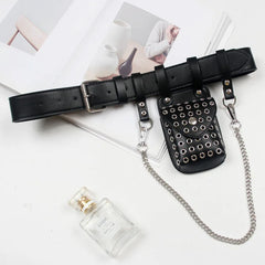 Women Plus Size Wide PU Waist Belt with Mini Bag