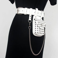 Women Plus Size Wide PU Waist Belt with Mini Bag