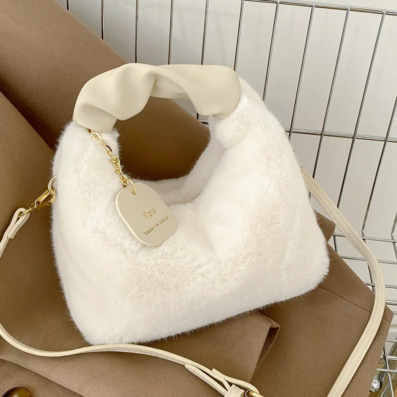 Winter Fluffy Handbags Purse Fur Crossbody Bag