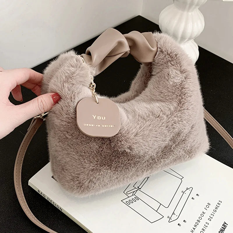 Winter Fluffy Handbags Purse Fur Crossbody Bag