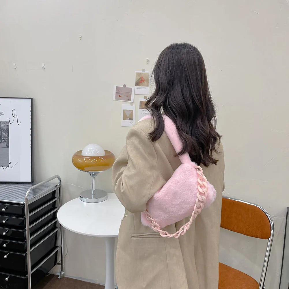 Soft Fluffy Women Mini Shoulder Bag for Females