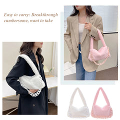Soft Fluffy Chain Underarm Bag Portable Handle Women Armpit Bag