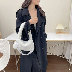 Soft Fluffy Chain Underarm Bag Portable Handle Women Armpit Bag