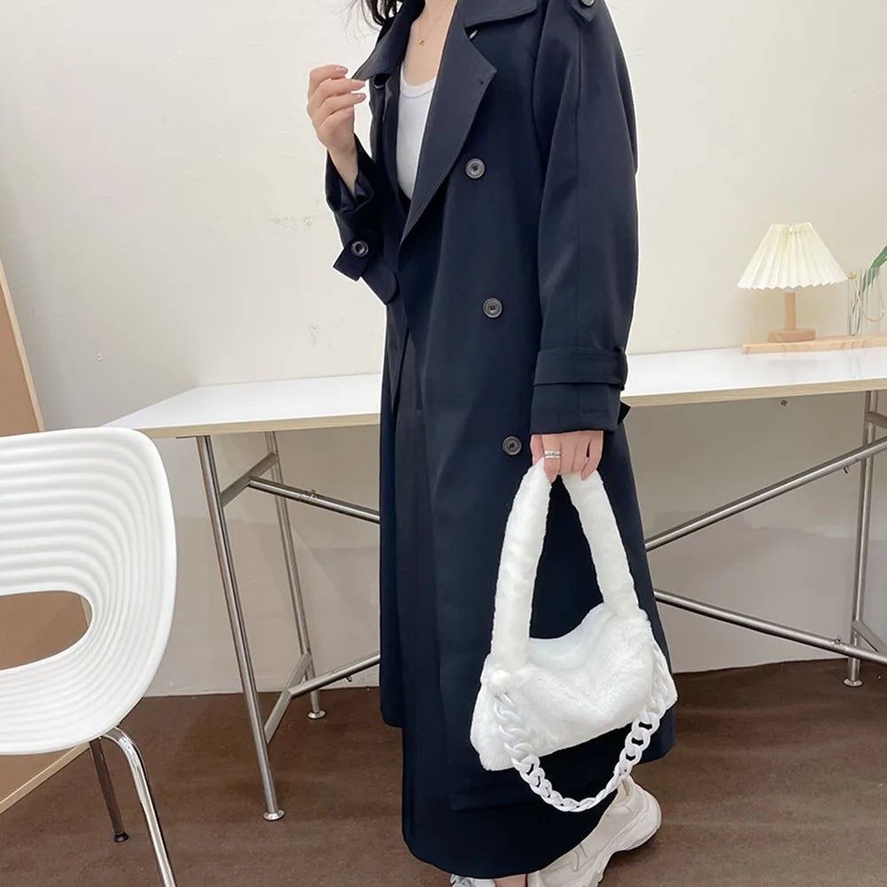 Soft Fluffy Chain Underarm Bag Portable Handle Women Armpit Bag