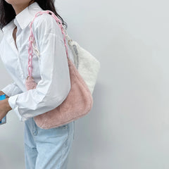 Women Acrylic Chain Plush Large Shoulder Bag