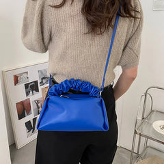 Women Purple Fold Handbag Soft PU Leather Flap Shoulder Bags Crossbody Bags
