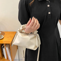 Women Purple Fold Handbag Soft PU Leather Flap Shoulder Bags Crossbody Bags