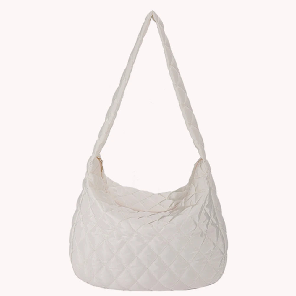 Large Capacity Women Shopper Bag Rhombus Pattern Top-handle Armpit Bag