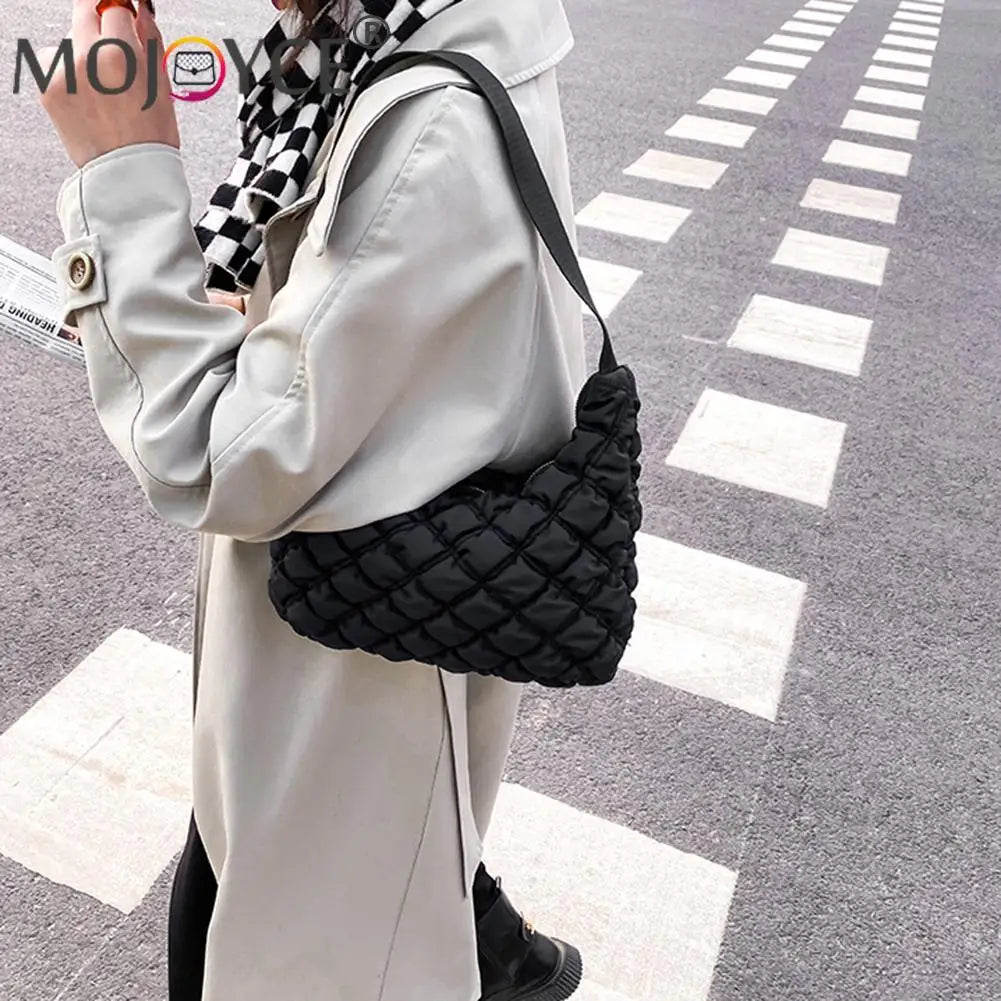 Quilted Cotton Padded Shoulder Armpit Bag Travel Handbag