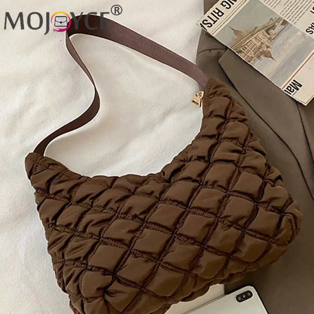 Quilted Cotton Padded Shoulder Armpit Bag Travel Handbag