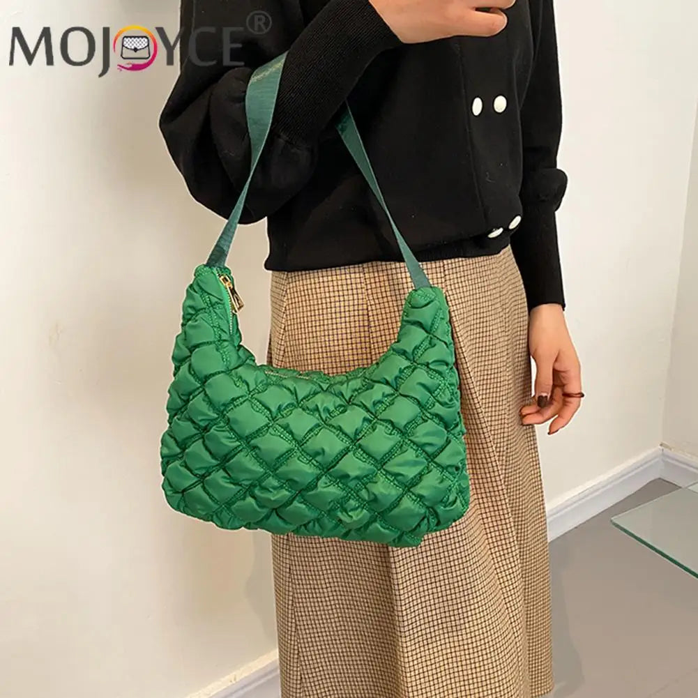 Quilted Cotton Padded Shoulder Armpit Bag Travel Handbag