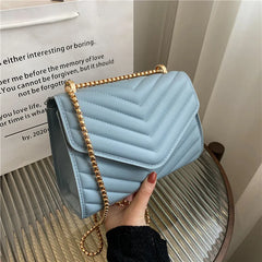 Women Quilted Shoulder Bag Retro Chain Underarm Bag Ladies Pu Leather Clutch