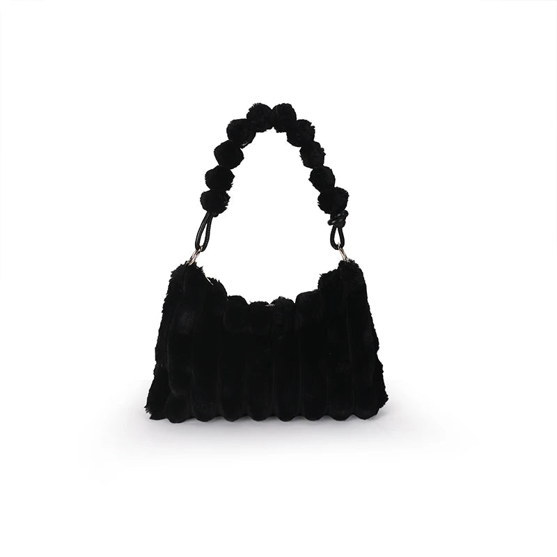 Quilted Shoulder Bag Soft Plush Underarm Handbag